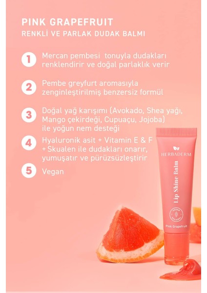 Parlatıcı, Dolgunlaştırıcı, Onarıcı Renkli Dudak Balmı, Pembe Greyfurt Aromalı 10 ml
