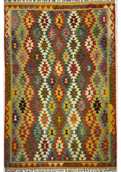 El Dokuma Afgan Kilim Yün Kök Boya