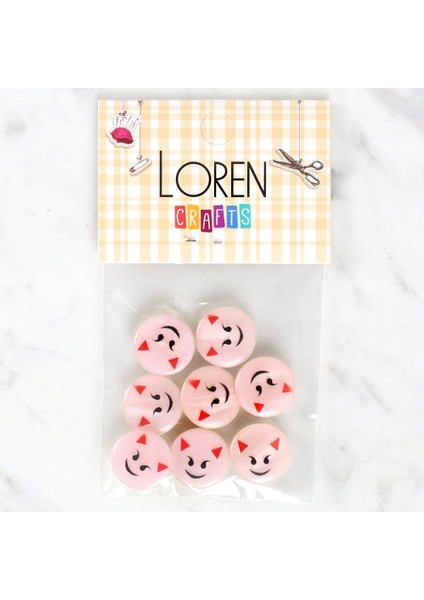 Loren Crafts 8'li Gülen Yüz Düğme - 1023