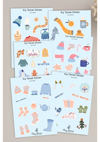 Kış Temalı Sticker Seti - 6 Adet / Ajanda, Defter,bullet Journal,scrapbook
