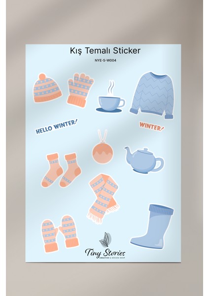 Kış Temalı Sticker Seti - 6 Adet / Ajanda, Defter,bullet Journal,scrapbook modelleri