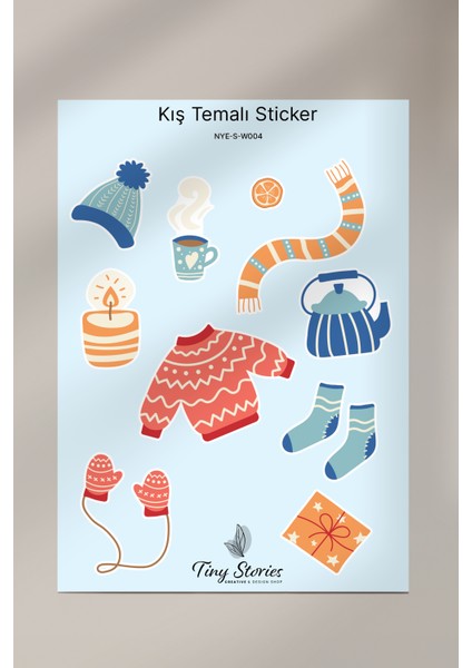 Kış Temalı Sticker Seti - 6 Adet / Ajanda, Defter,bullet Journal,scrapbook indirimleri