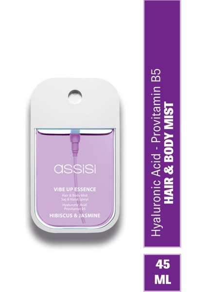 Hibiscus Jasmine Hyaluronik Asit & Provitamin B5 Saç ve Vücut Spreyi 45 ml Çiçeksi & Vanilya Kokulu