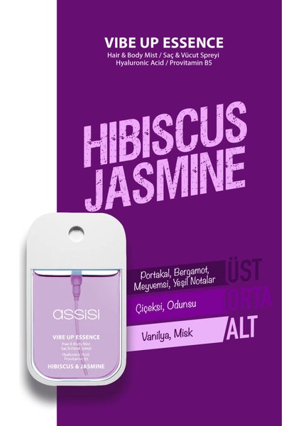 Hibiscus Jasmine Hyaluronik Asit & Provitamin B5 Saç ve Vücut Spreyi 45 ml Çiçeksi & Vanilya Kokulu fiyatları