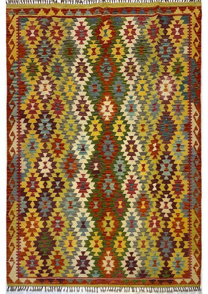 El Dokuma Afgan Kilim Yün Kök Boya