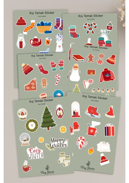 Kış Temalı Sticker Seti - 6 Adet / Ajanda, Defter,bullet Journal,scrapbook