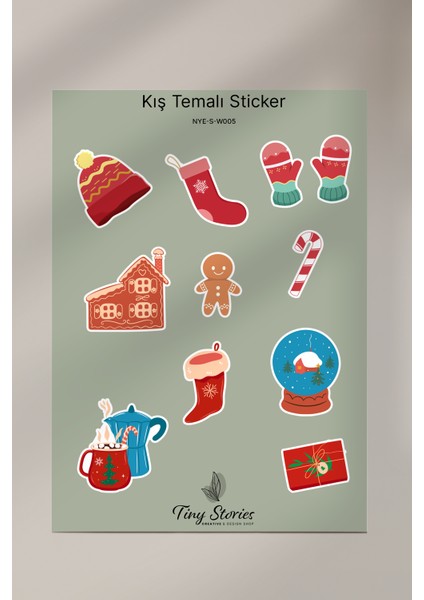 Kış Temalı Sticker Seti - 6 Adet / Ajanda, Defter,bullet Journal,scrapbook modelleri