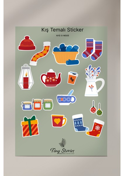 Kış Temalı Sticker Seti - 6 Adet / Ajanda, Defter,bullet Journal,scrapbook indirimleri