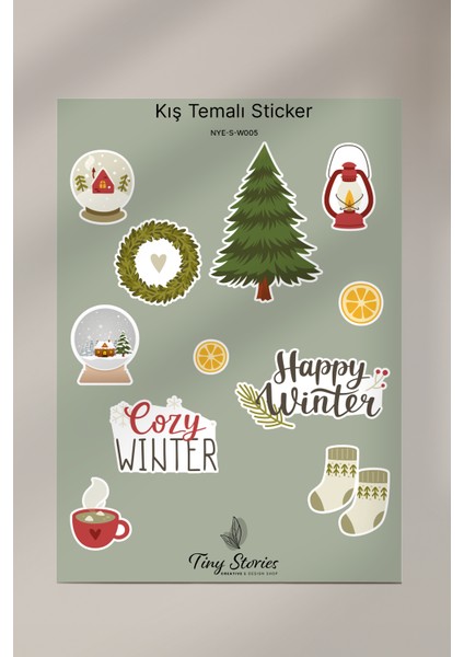 Kış Temalı Sticker Seti - 6 Adet / Ajanda, Defter,bullet Journal,scrapbook