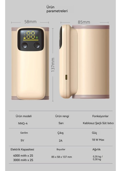 Yeni Süt Şişesi Izolasyon Kapağı Taşınabilir Ayarlanabilir Sıcaklık Bebek Süt Isıtıcısı USB Kablosuz Bebek Ayarlanabilir Süt (Yurt Dışından) fiyatları