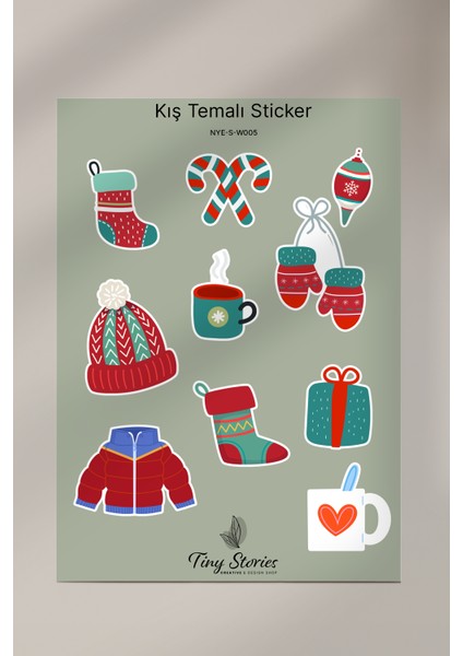Kış Temalı Sticker Seti - 6 Adet / Ajanda, Defter,bullet Journal,scrapbook