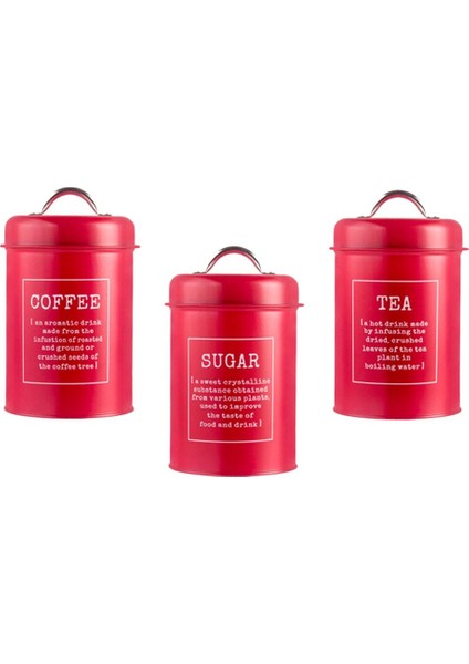 Hava Geçirmez Kapaklı 3 Mutfak Tenekesi Seti Metal Kahve Çayı Şeker Kavanozları Gri (Yurt Dışından)