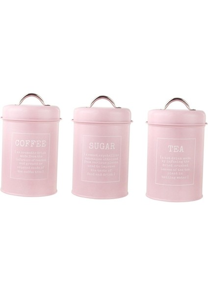 Hava Geçirmez Kapaklı 3 Mutfak Tenekesi Seti Metal Kahve Çayı Şeker Kavanozları Gri (Yurt Dışından)