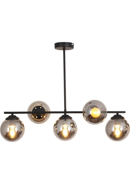 Modena 5 Li Siyah Avize-Füme Camlı Dekoratif Tasarım Yatak Odası Mutfak Salon Avize fiyatları