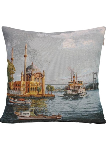 Belıeve Ortaköy Cami Jakarlı Dokuma Goblen Dekoratif Kırlent 45*45