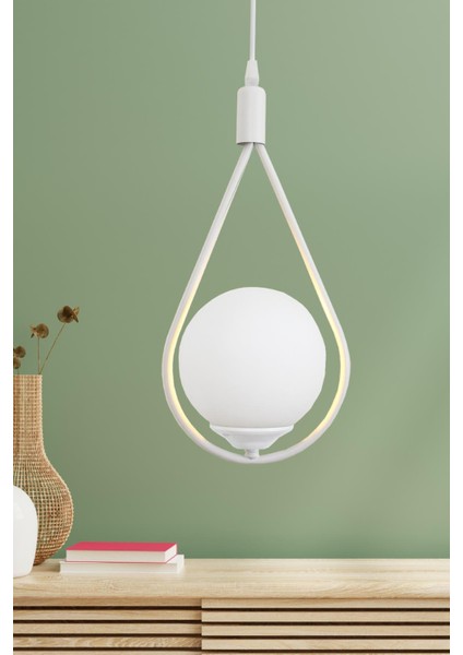 Damla Tekli Beyaz Sarkıt Avize Beyaz Camlı Yatak Odası Salon Mutfak Hol Avize