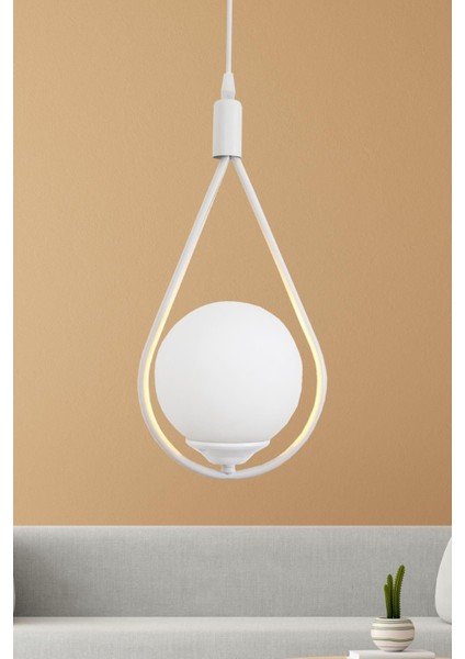 Damla Tekli Beyaz Sarkıt Avize Beyaz Camlı Yatak Odası Salon Mutfak Hol Avize fiyatları