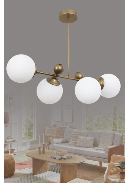 Tuana 4 Lü Eskitme Avize Beyaz Camlı Yatak Odası Mutfak Salon Hol Koridor Avize