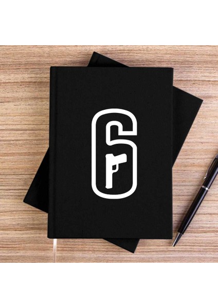 Rainbow Six Amblem White Siyah Çizgisiz Kanvas Defter Çizgisiz