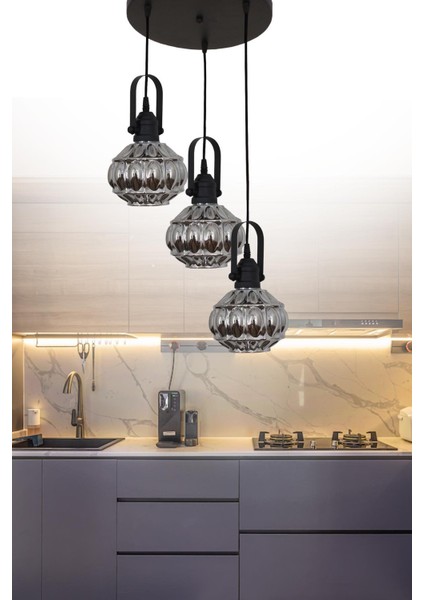 Narin 3 Lü Siyah Tepsili Sarkıt Avize Yatak Odası Mutfak Salon Avize fiyatları