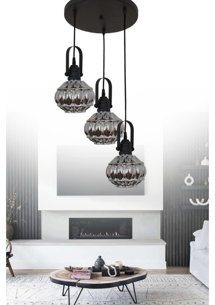 Narin 3 Lü Siyah Tepsili Sarkıt Avize Yatak Odası Mutfak Salon Avize modelleri