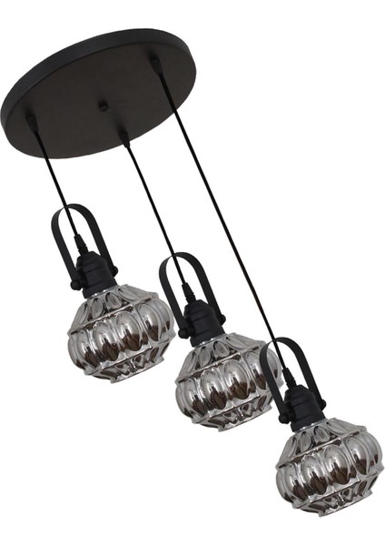 Narin 3 Lü Siyah Tepsili Sarkıt Avize Yatak Odası Mutfak Salon Avize