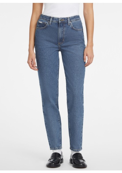 Yüksek Bel Düz Paça Relaxed Mavi Kadın Denim Pantolon Guess Jeans Kadın Relaxed Fit Jean fiyatları