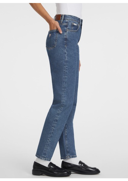 Yüksek Bel Düz Paça Relaxed Mavi Kadın Denim Pantolon Guess Jeans Kadın Relaxed Fit Jean modelleri