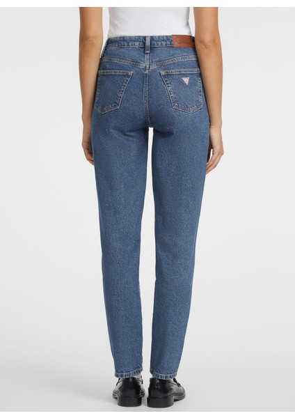 Yüksek Bel Düz Paça Relaxed Mavi Kadın Denim Pantolon Guess Jeans Kadın Relaxed Fit Jean fırsatları