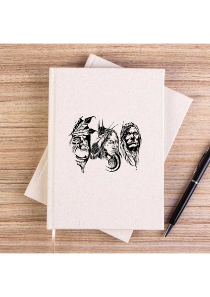 Kızılderili Thre Man Çizgisiz Kanvas Defter Çizgisiz