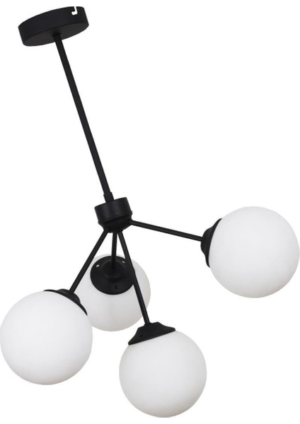 Lupin 4 Lü Siyah Avize Beyaz Camlı Dekoratif Tasarım Yatak Odası Mutfak Salon Avize modelleri