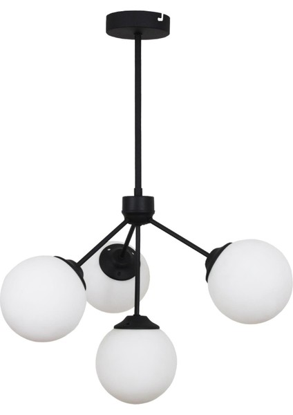 Lupin 4 Lü Siyah Avize Beyaz Camlı Dekoratif Tasarım Yatak Odası Mutfak Salon Avize fırsatları