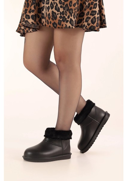 Kadın Siyah Bot Içi Tüylü Suya Dayanıklı Su Itici Bot Kadın Çizme Kar Botu Günlük Ayakkabı