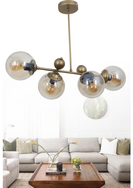 Tuana 4 Lü Eskitme Avize Bal Camlı Yatak Odası Mutfak Salon Hol Koridor Avize