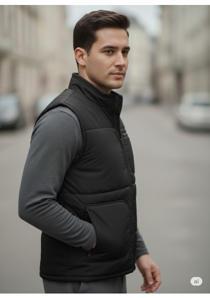 Erkek Içi Polarlı Siyah Yelek ,su Geçirmez 4 Cepli Yelek fiyatları