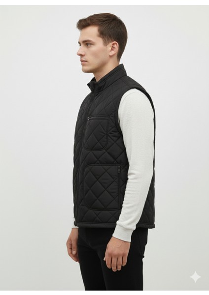 Erkek Içi Polarlı Kapitone Siyah Yelek,su Geçirmez 4 Cepli Yelek fiyatları