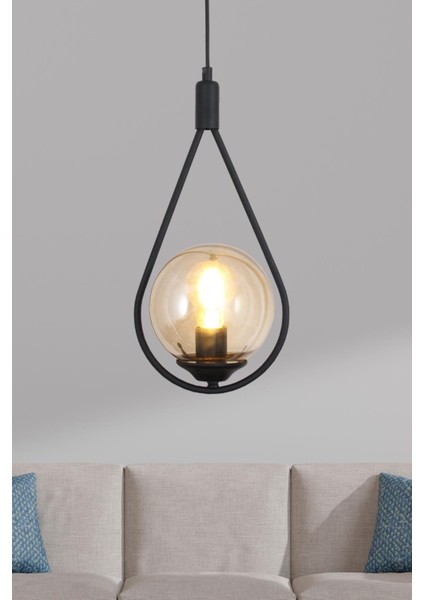 Damla Tekli Siyah Sarkıt Avize Bal Camlı Yatak Odası Salon Mutfak Hol Avize fiyatları