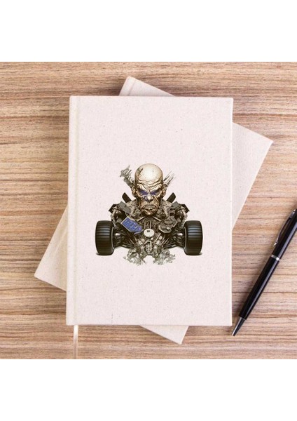 Skull Car Çizgisiz Kanvas Defter Çizgisiz