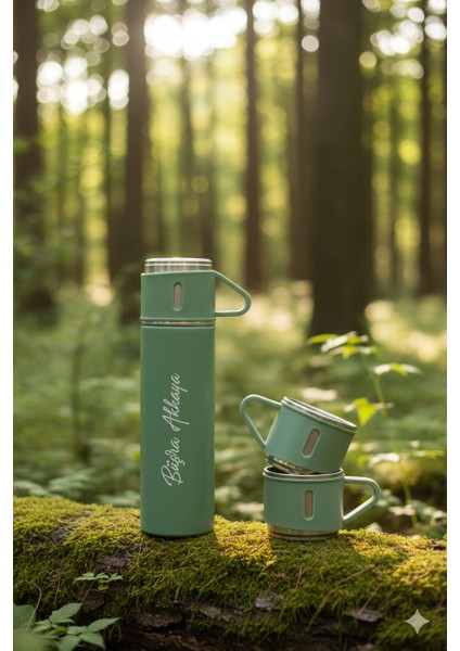 Termos Seti 3 Bardaklı 500ML Paslanmaz Çelik Kahve Termosu Sıcak Tutan Termos Çanta Hediye