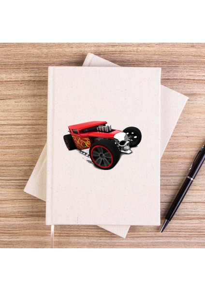Hot Wheels Skull Car Çizgisiz Kanvas Defter Çizgisiz