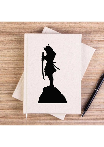 Samurai Portre Çizgisiz Kanvas Defter Çizgisiz