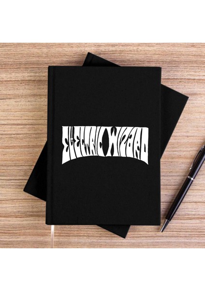 Electric Wizard Text Siyah Çizgisiz Kanvas Defter Çizgisiz