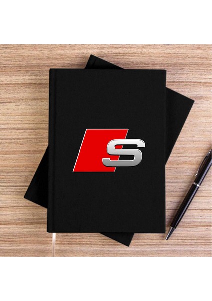 Audi S Line Logo Siyah Çizgisiz Kanvas Defter Çizgisiz