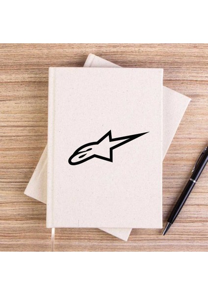Alpinestars Logo Black Krem Çizgisiz Kanvas Defter Çizgisiz