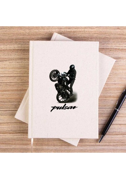 Pulsar NS200 Bike Krem Çizgisiz Kanvas Defter Çizgisiz