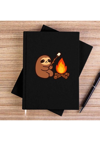 Camp Cute Siyah Çizgisiz Kanvas Defter Çizgisiz