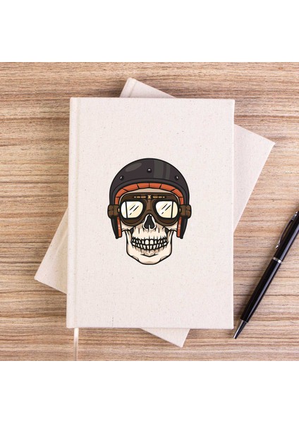 Skull Helmet Çizgisiz Kanvas Defter Çizgisiz