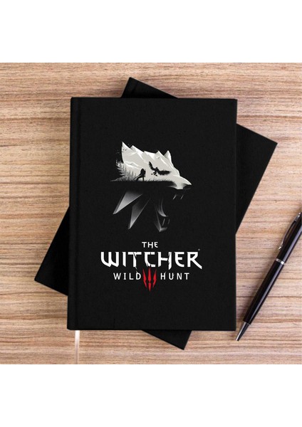 The Witcher 3 Wolf Siluet Siyah Kanvas Defter Çizgisiz