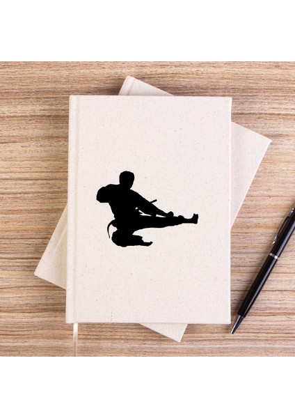 Taekwondo Karate Siluet Çizgisiz Kanvas Defter Çizgisiz