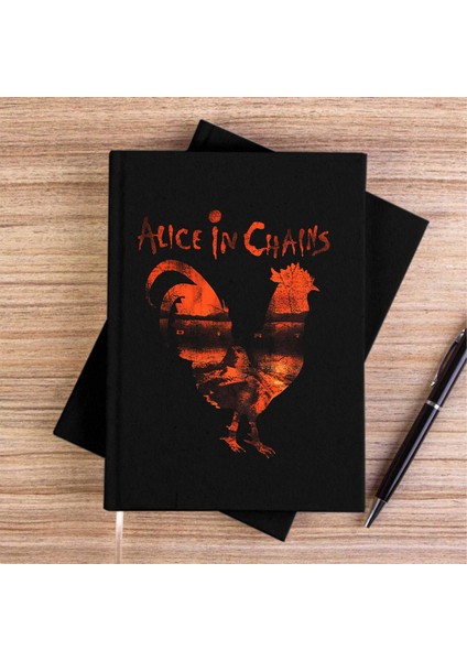 Alice In Chains Rooster Siyah Kanvas Defter Çizgisiz